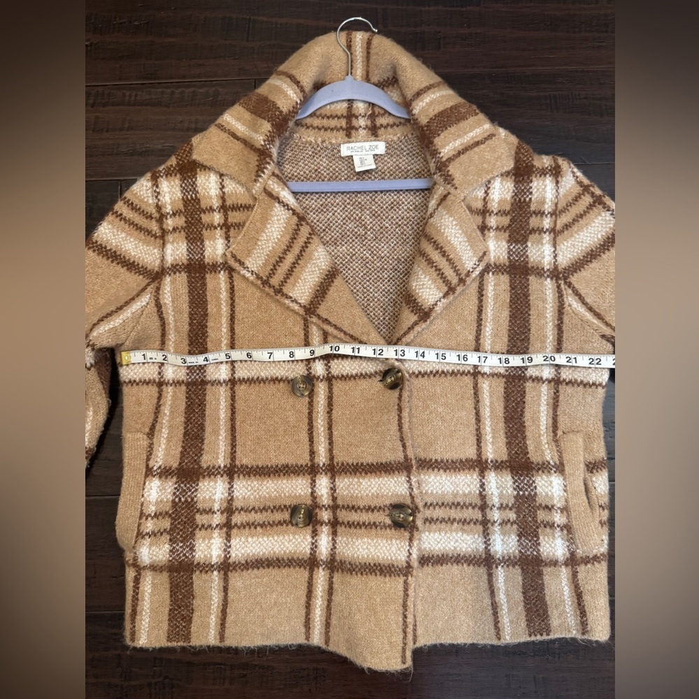 Rachel Zoe warm flannel winter jacket preppy boho cardigan neutral coat - Picture 4 of 9